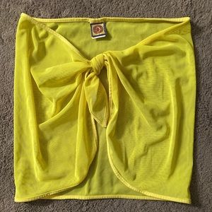 Bright yellow cover-up with tie front